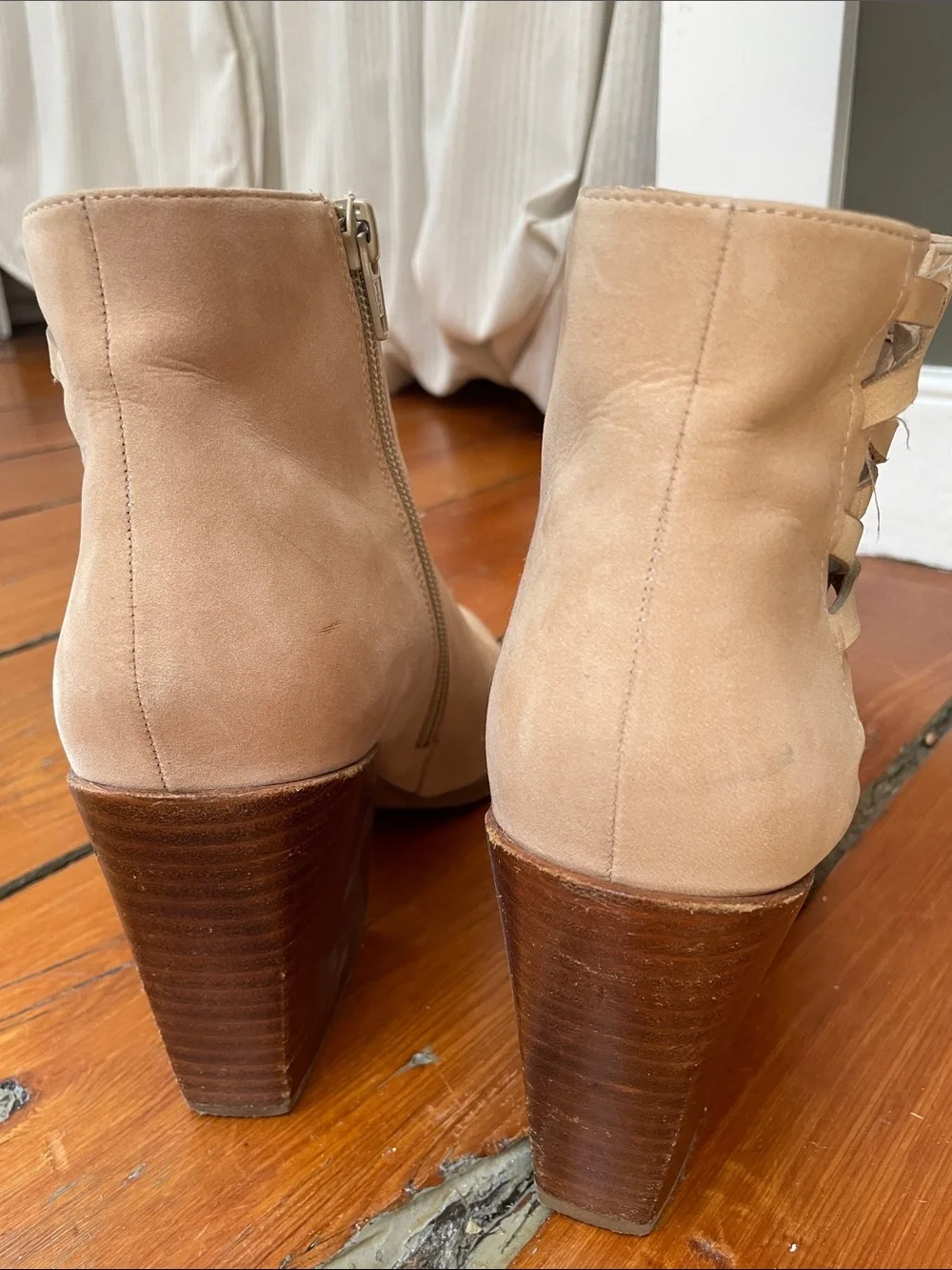 Aldo Women's Neutral Tan Suede Ankle Booties with Side Lace Detail